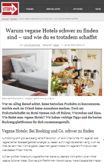 Utopia.de: Warum vegane Hotels schwer zu finden sind – und wie du es trotzdem schaffst Utopia.de: Warum vegane Hotels schwer zu finden sind – und wie du es trotzdem schaffst